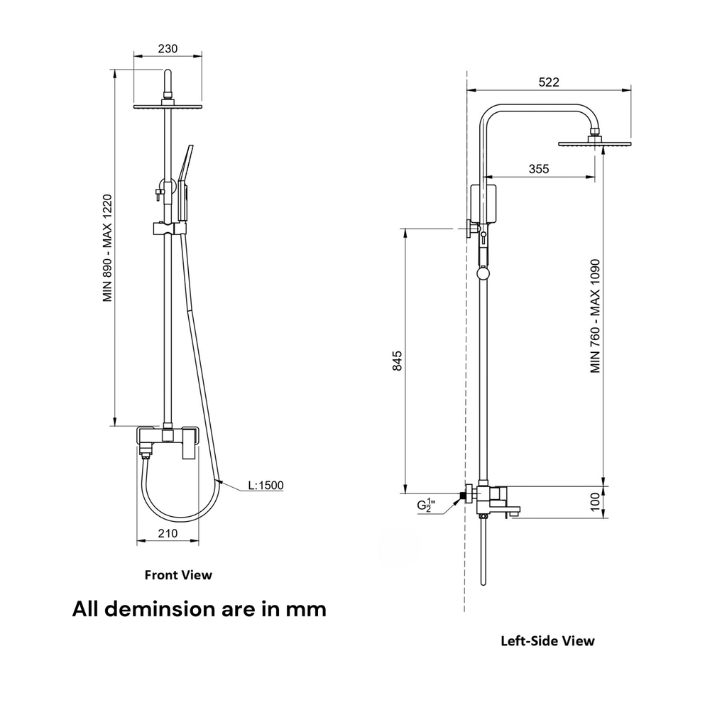 Bath and Shower Column