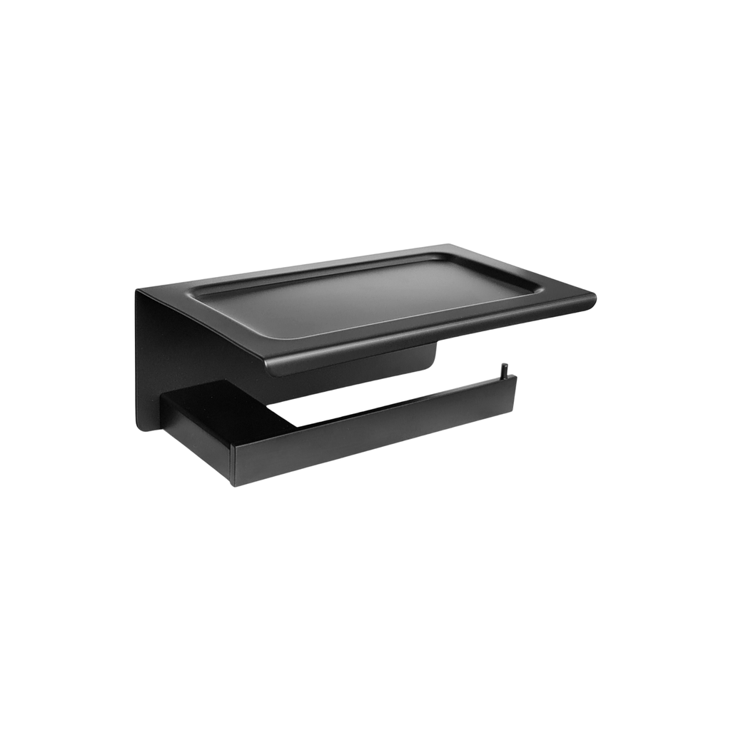 Toilet Paper Holder (Black, Acacia)